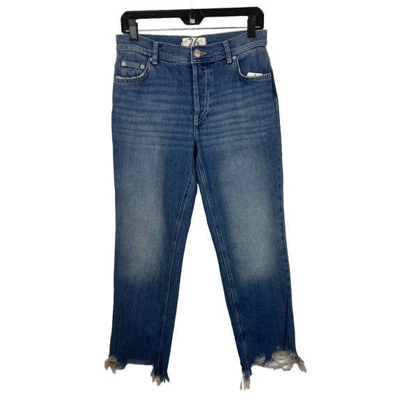 COPY - NEW We the Free People Maggie Straight Leg Jeans 26 Raw Hem Mid Rise But… - Picture 2 of 12